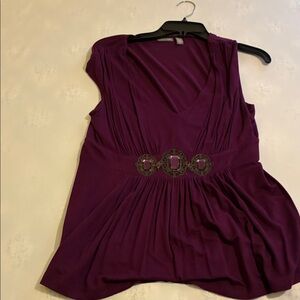 Apt. 9 Deep plum Purple Blouse with jeweled Waist